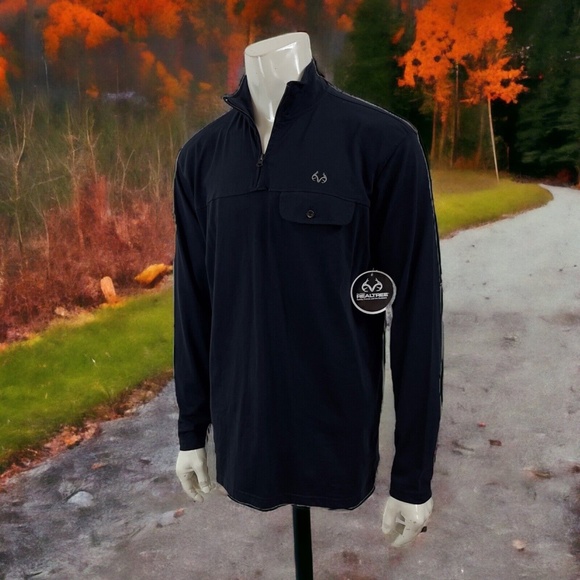 REALTREE® by STAGHORN 1/4 Zip Pullover Black Pocket Mens L - Picture 3 of 16